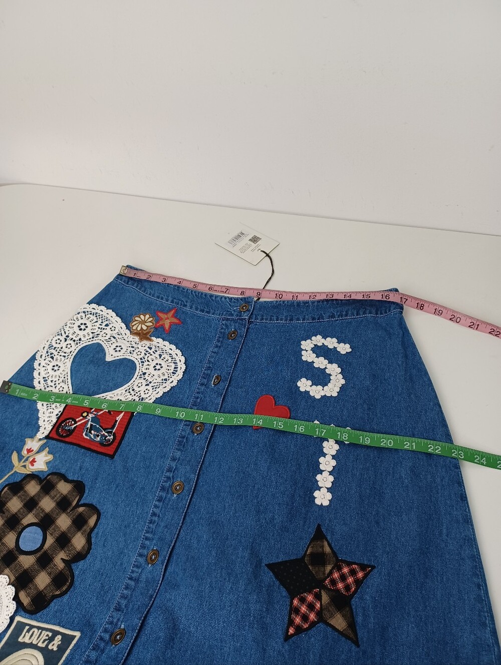 Spell Bombshell Patchwork Maxi Skirt Size XXL Cotton High Rise Boho Chambray - Picture 9 of 12